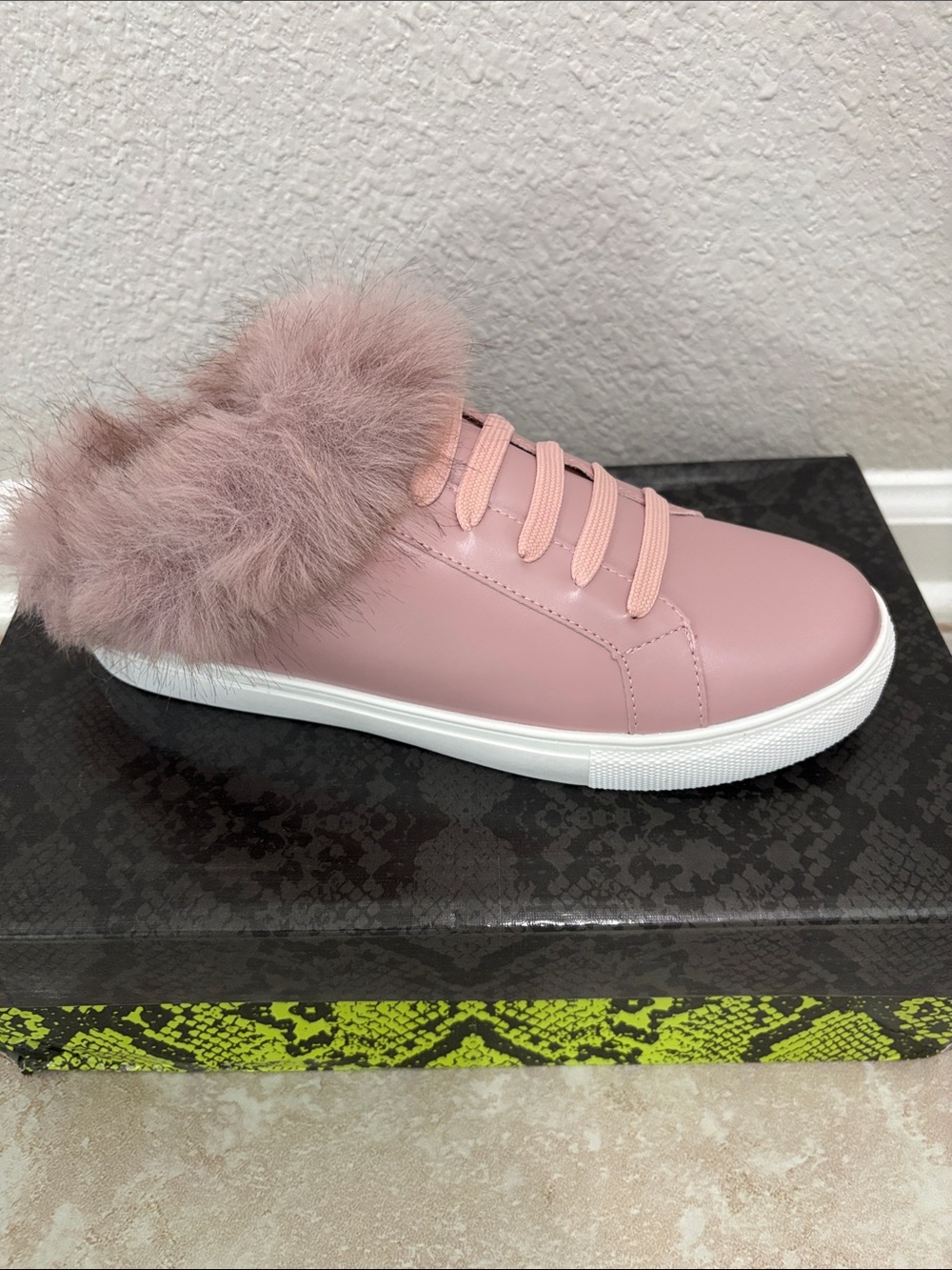 Faux Fur-Trim Sneakers